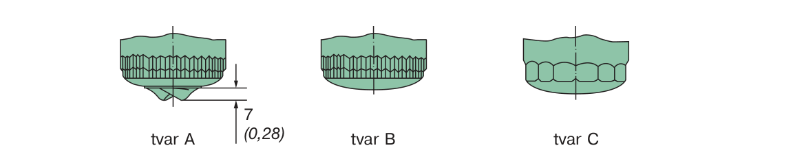 tvar A, tvar B, tvar C