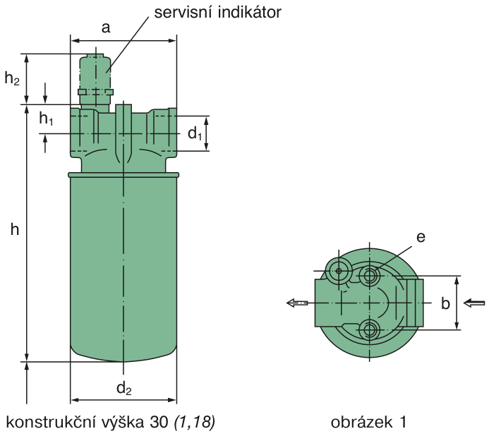In line olejové filtry s jednoduchou hlavou  Provozní tlak: 20/25/35 barů, do 180 l/min. – In line